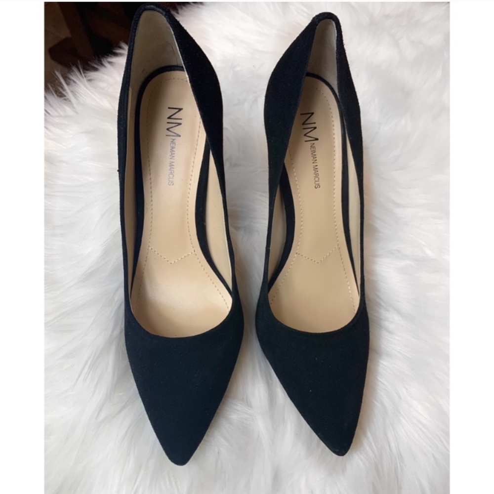 Neiman Marcus Black Suede Heels